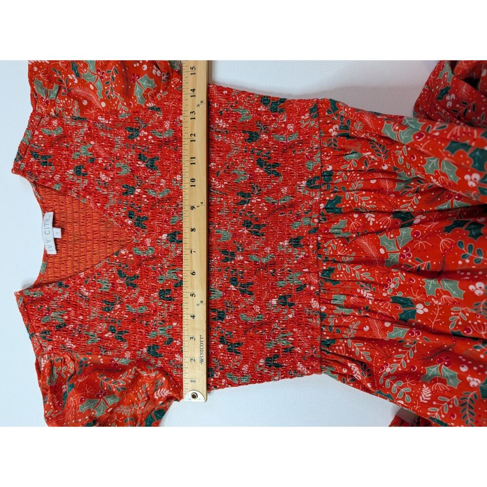 Ivy City Co Christmas Holly Midi Dress Size Small - Picture 7 of 11